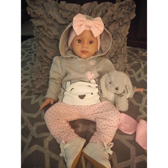 🆕21 inch Full Body Silicone Baby Dolls Girl with Clothes & Feeding Accessories - Picture 3 of 9